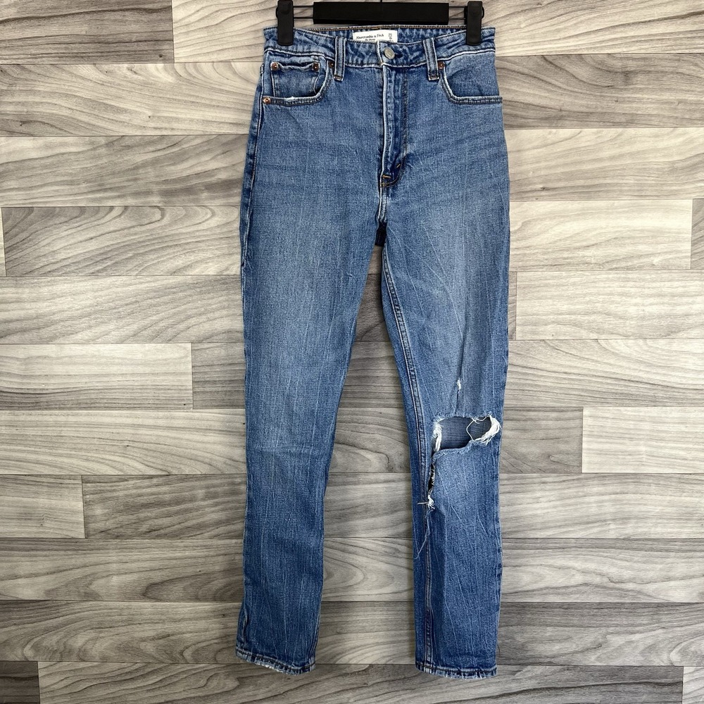 Abercrombie & Fitch Jeans Women 25 Blue High Rise The Skinny Light Wash Distress